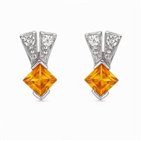 Orecchini da donna in oro bianco 18 kt con zirconi arancioni e bianchi – 4.28 g – Idee Preziose dal 1987 - IP.OK18B/42